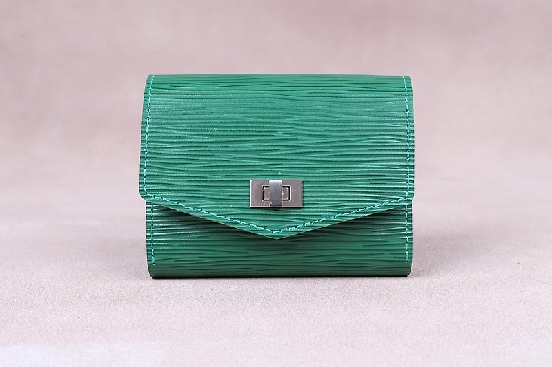 Card Case / Zipper Wallet / Coin Wallet / Italy Cow Leather(Green) - Coin Purses - Genuine Leather Green