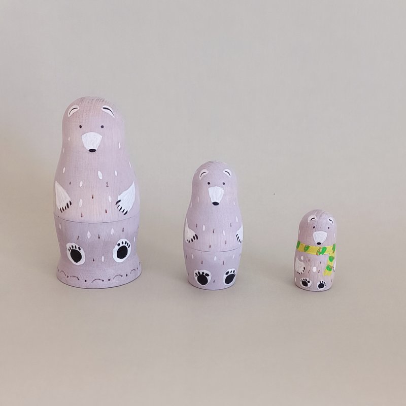 Polar Bear Matryoshka - Items for Display - Wood White