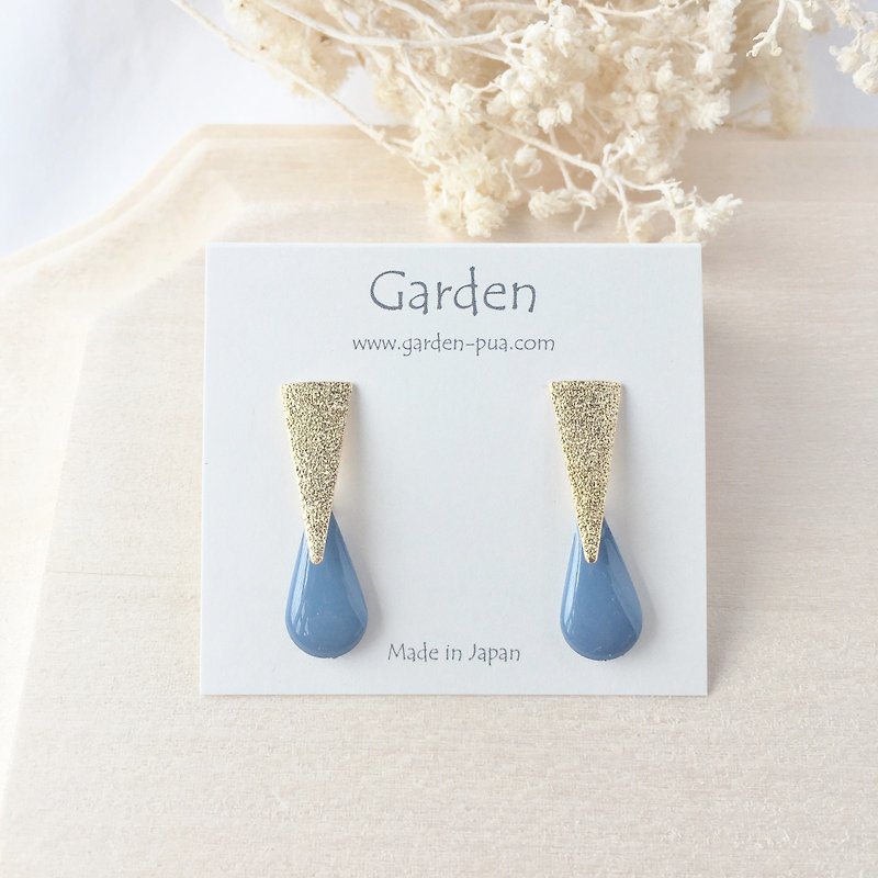 drop earrings blue denim - ピアス・イヤリング - 金属 ブルー