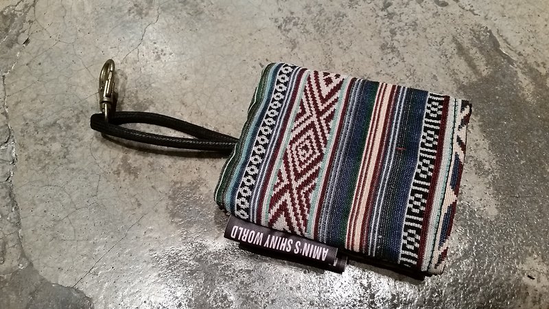 AMIN'S SHINY WORLD handmade custom national wind coarse weave Wallets D - ที่ห้อยกุญแจ - ผ้าฝ้าย/ผ้าลินิน หลากหลายสี