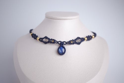 Macramé Crafts 藍晶石 蠟線編織頸繩 頸圈