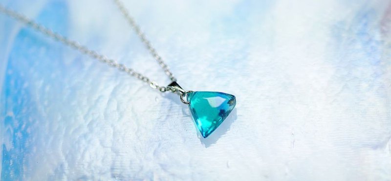 【受注制作】 True Triangle MINI - 項鍊 - 玻璃 藍色