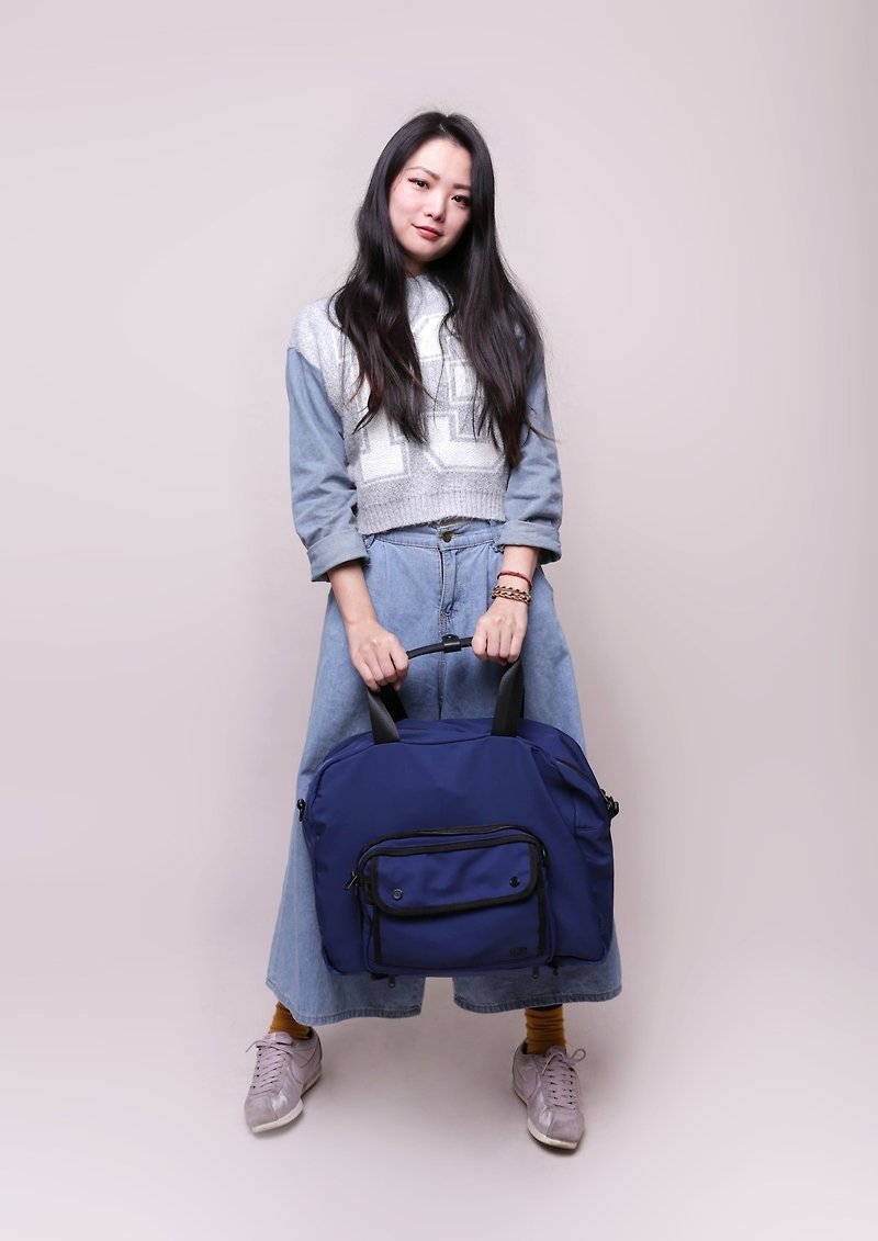 RITE-【E系列擴充型側背包】-旅行版藏青 - 手袋/手提袋 - 防水材質 藍色