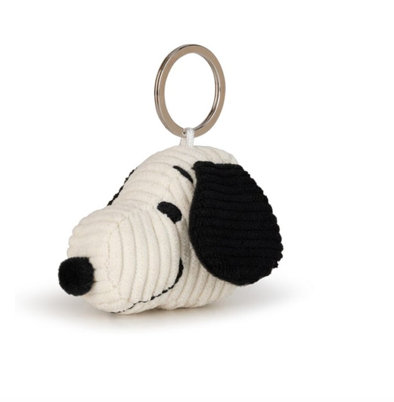 Snoopy Head Corduroy Cream keychain - ของเล่นเด็ก - ผ้าฝ้าย/ผ้าลินิน หลากหลายสี