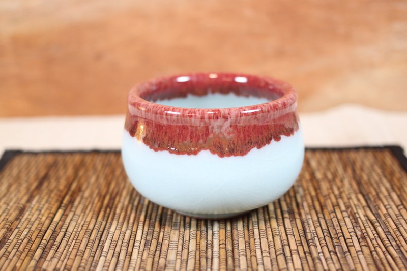 【送禮好物】汝窯 牛血紅杯口 圓滿杯 名家葉敏祥手作 - 茶壺/茶杯/茶具 - 陶 