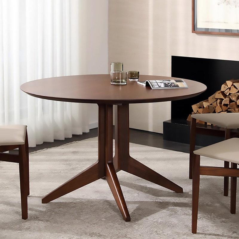 【D3原木家居】Orra 北美胡桃木圓桌-100/110/120 cm - 餐桌/書桌 - 木頭 