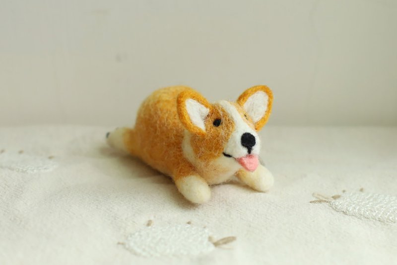 Wool on the Sheep Mountain Wool Felt Keychain Corgi Corgi Butt - Keychains - Wool Brown