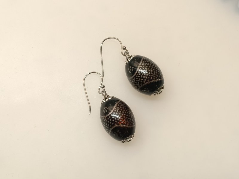 #SD-102 Sterling silver bead earrings - Earrings & Clip-ons - Sterling Silver Black