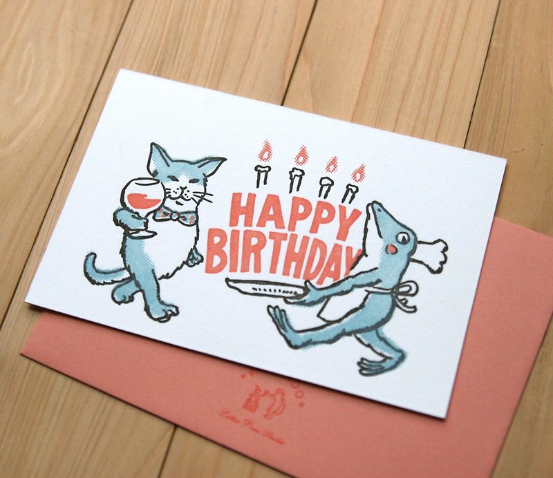 Happy birthday ---Letterpress card - การ์ด/โปสการ์ด - กระดาษ สีส้ม