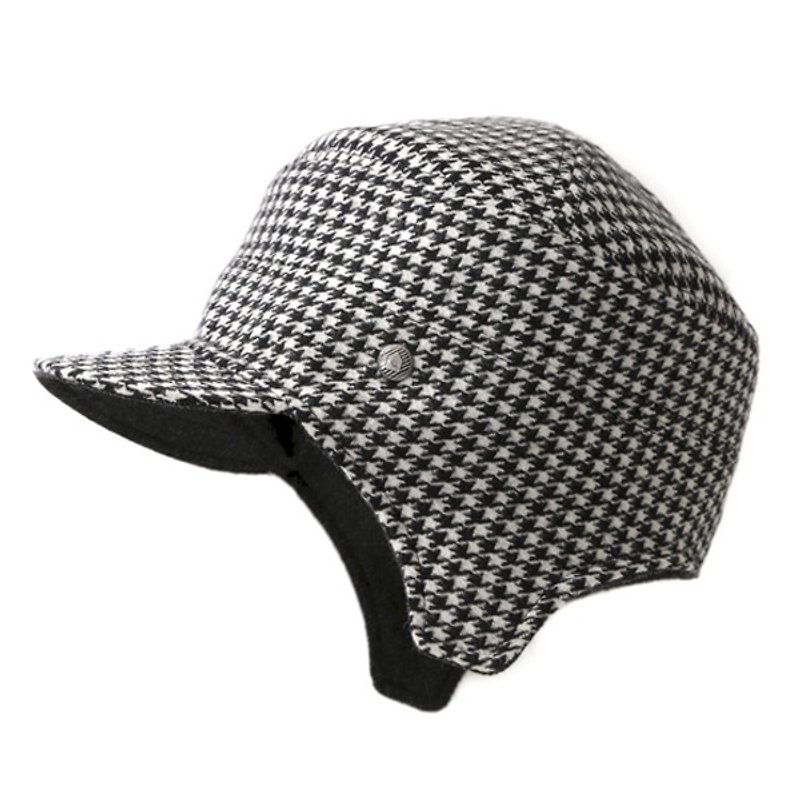 Flying cap / classic houndstooth (can be worn on both sides) - หมวก - ผ้าฝ้าย/ผ้าลินิน 