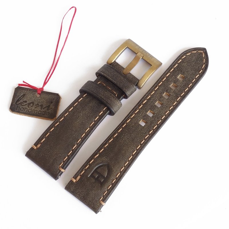 Gray / khaki Watchband for Tudor watch, genuine leather - Watchbands - Genuine Leather Khaki