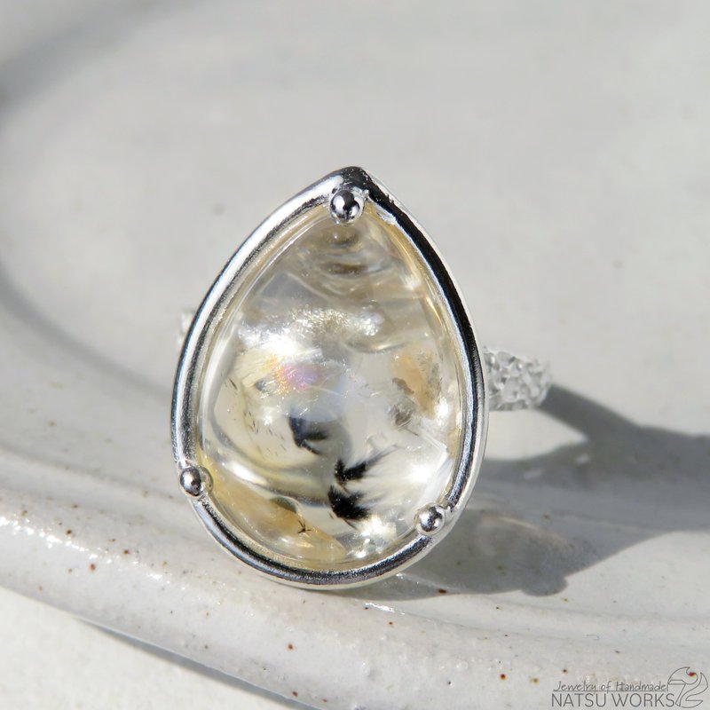 Romanechite / Hollandite in Quartz Ring - แหวนทั่วไป - เครื่องเพชรพลอย สีเหลือง