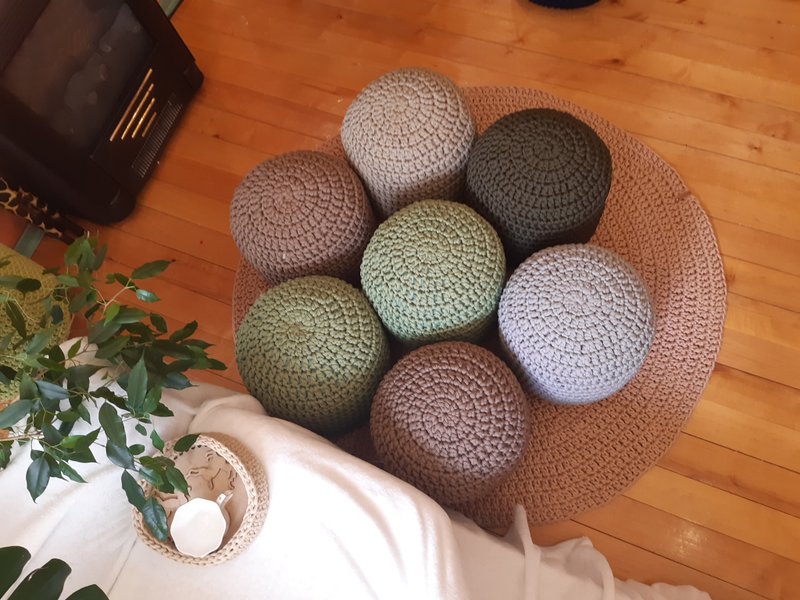 Decorative ottomans of different sizes and colors. Stuffed ottoman - Chairs & Sofas - Polyester 