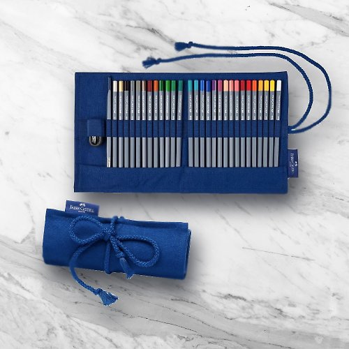 文聚 Faber-Castell 水性色鉛筆帆布捲筆袋27色/藍色(原廠正貨)
