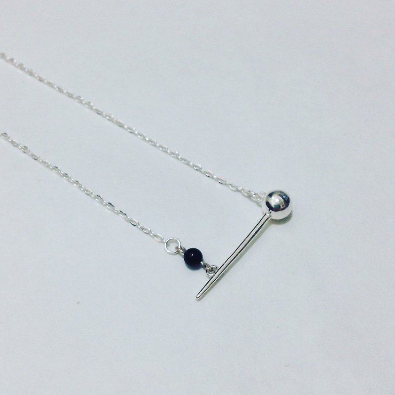 【 PURE COLLECTION 】- balanced relationship .925 silver / Onyx necklace / summer / simple - Necklaces - Other Metals Black