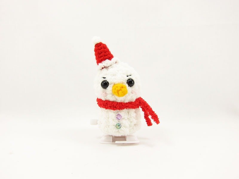 Snowman Christmas clockwork toy - ที่ห้อยกุญแจ - เส้นใยสังเคราะห์ ขาว