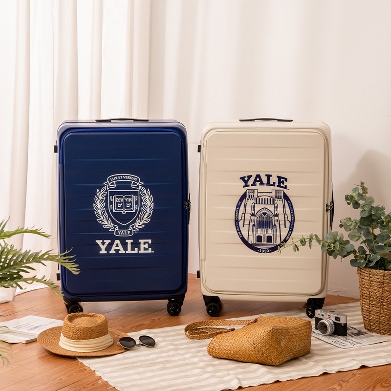 【Yale University】28-inch front flip-up suitcase travel suitcase - Luggage & Luggage Covers - Plastic White