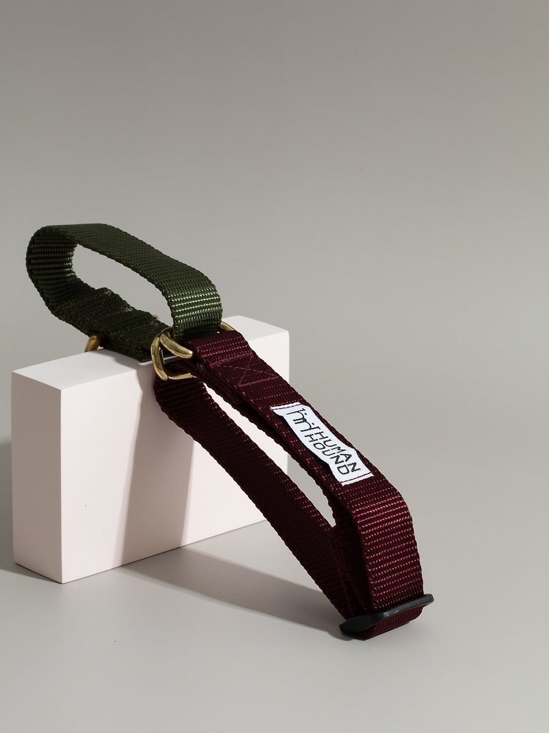 MARTINGALE COLLAR - OLIVE X BURGUNDY - Collars & Leashes - Other Materials Red
