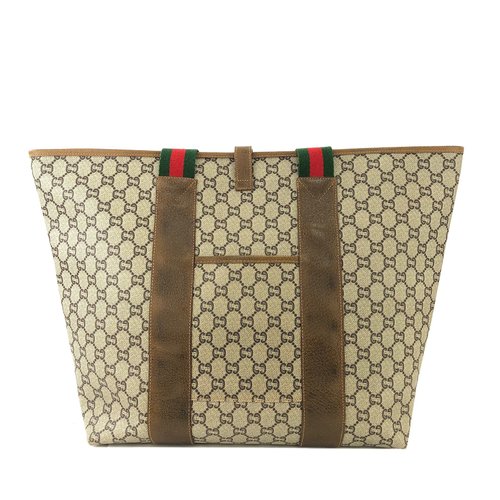 日本直送 名牌中古包 】GUCCI グッチ シェリーライン ロゴ PVC×レザー