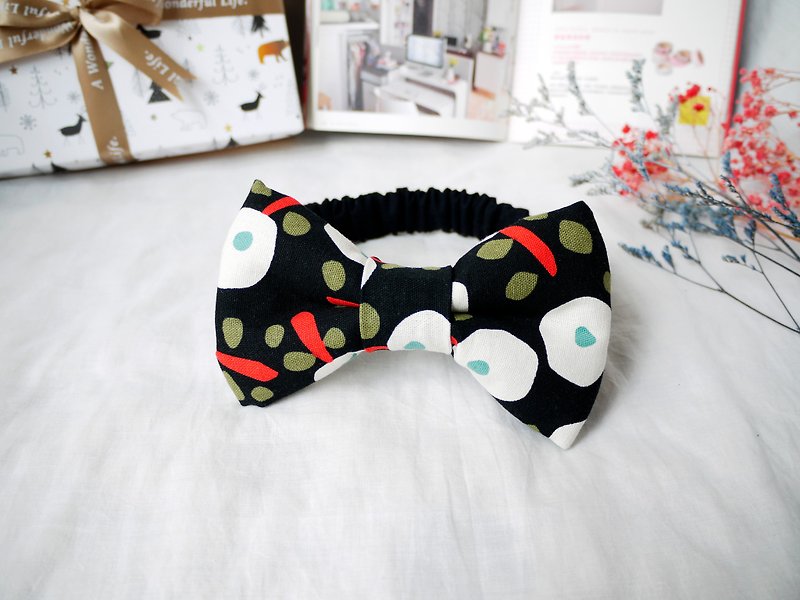 Baby hairband Baby hairband│Three-dimensional bow :: Apple tree (black) - หมวกเด็ก - ผ้าฝ้าย/ผ้าลินิน สีดำ
