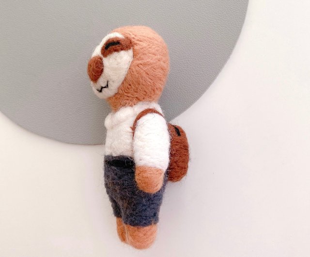 羊毛フェルトリュックサラリーマンナマケモノ羊毛フェルトキーホルダー
