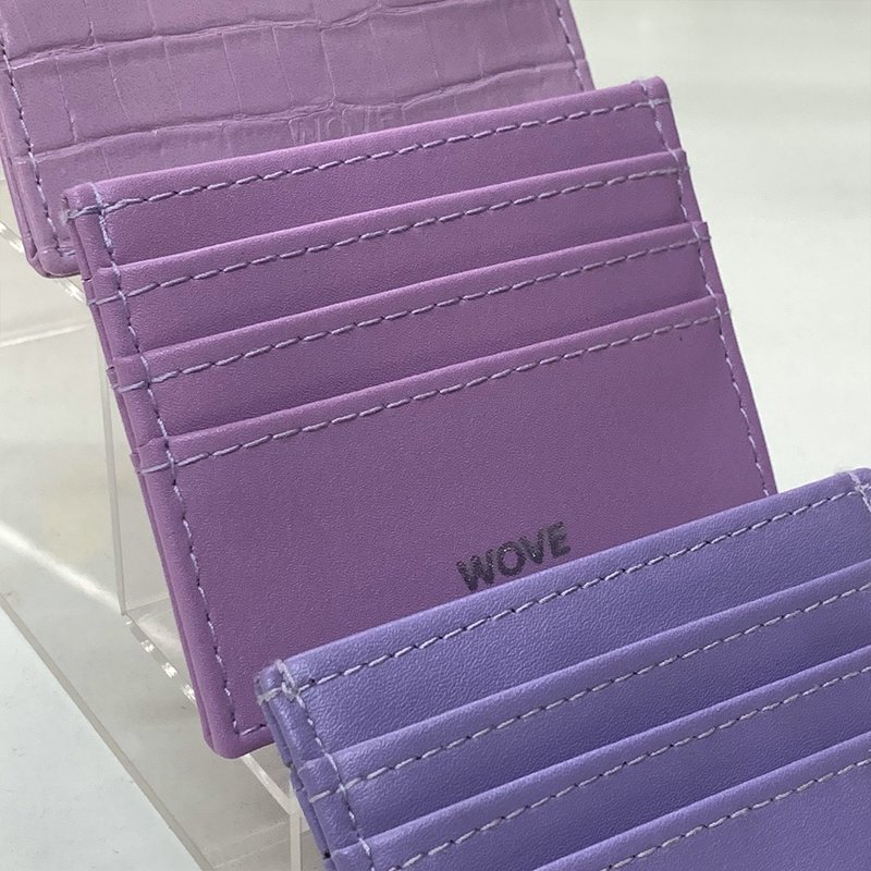 WOVE - Card Holder สีม่วง Purple กระเป๋าใส่บัตร มีช่องกลาง - อื่นๆ - หนังเทียม สีม่วง