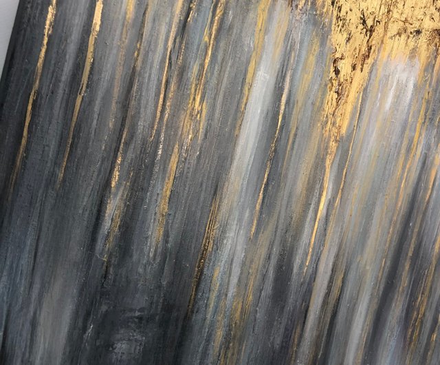 キャンバスに描かれた大きな抽象画 グレー ゴールド ファインアート