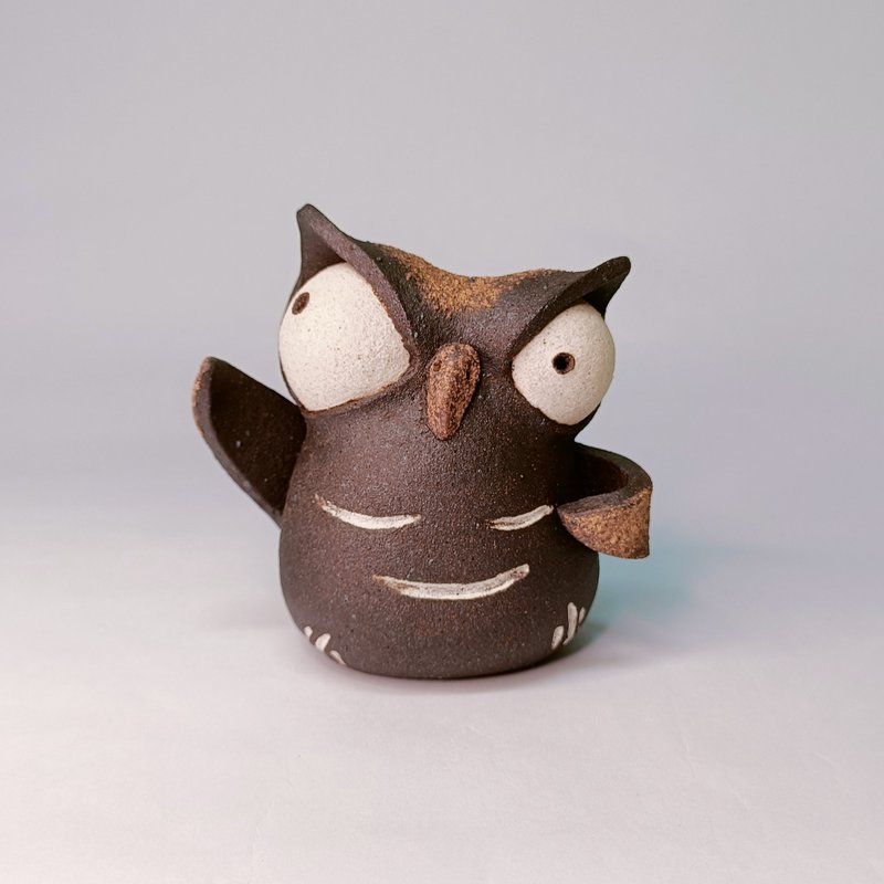 Yuanqi owl-A/ceramics/original - ของวางตกแต่ง - ดินเผา 