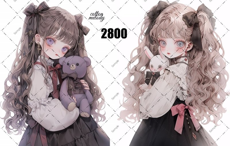 original sticker no.2800 人物ステッカー オリジナルステッカー オリジナル人物ステッカー 装飾ステッカー cotton melody - 貼紙 - 紙 