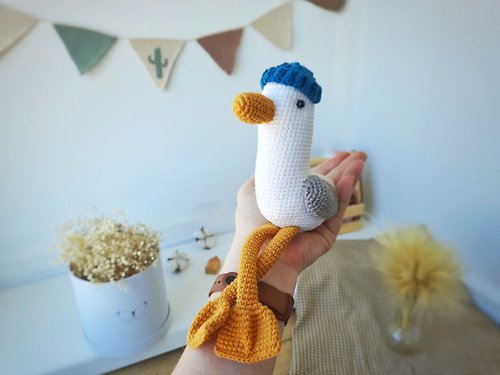 Rizhik_toys Soft toy Seagull little white bird in hat memories of the sea go away gift