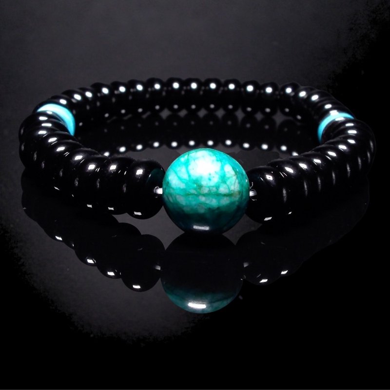 Phoenix Turquoise with Black Onyx - The Power of Rebirth Men's Bracelet QBR-0000 - Bracelets - Crystal 