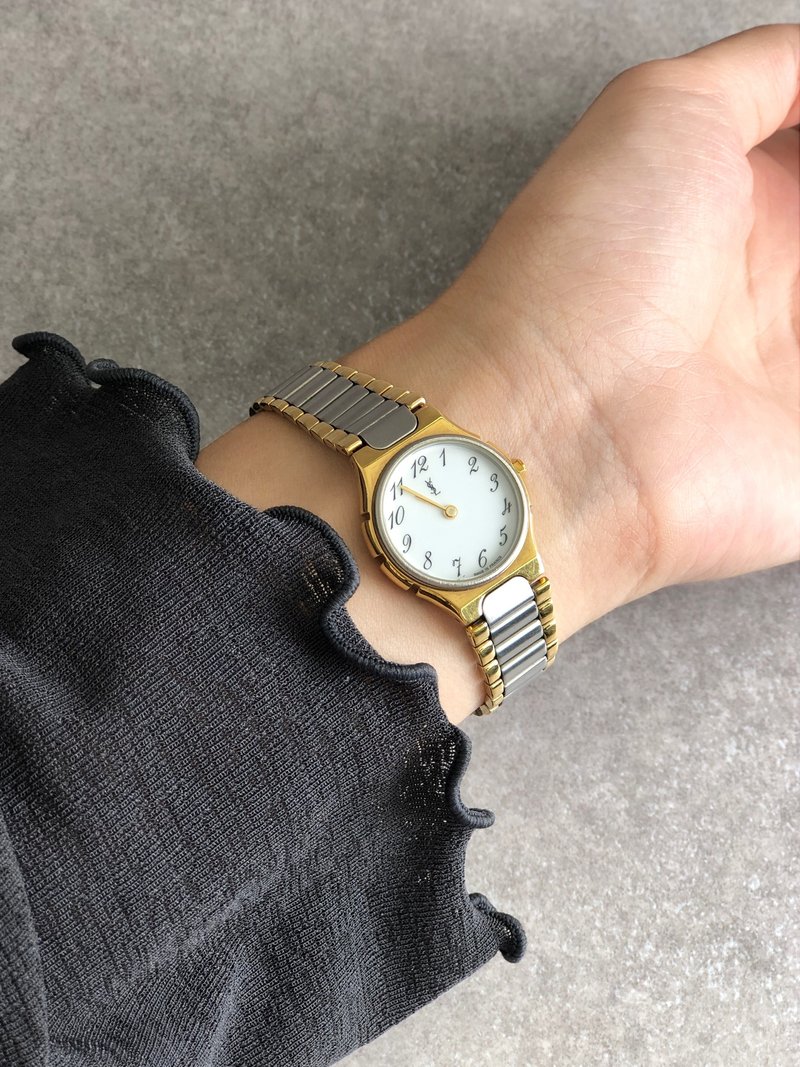【 日本直送　名牌中古包 】Yves Saint Laurent  腕時計 ゴールド シルバー YSL ステンレススチール クウォーツ オールド uevfdd - 女錶 - 不鏽鋼 銀色
