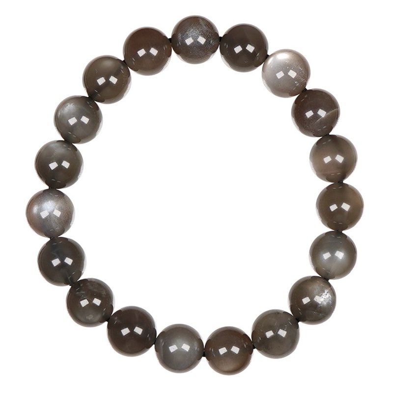 Black Moonstone 10.4-10.8mm Moonstone Bracelet - สร้อยข้อมือ - เครื่องประดับพลอย หลากหลายสี