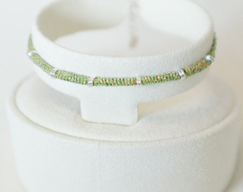 925 sterling silver Bamboo lucky bracelet Bamboo is rising steadily-hand-woven-lucky bracelet - สร้อยข้อมือ - เงินแท้ สีเขียว