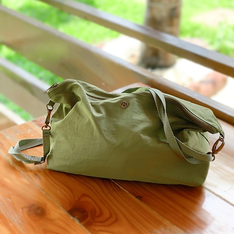 BAGMIO LEISURE Crossbody Bag-Moss Green - กระเป๋าแมสเซนเจอร์ - ไฟเบอร์อื่นๆ สีเขียว