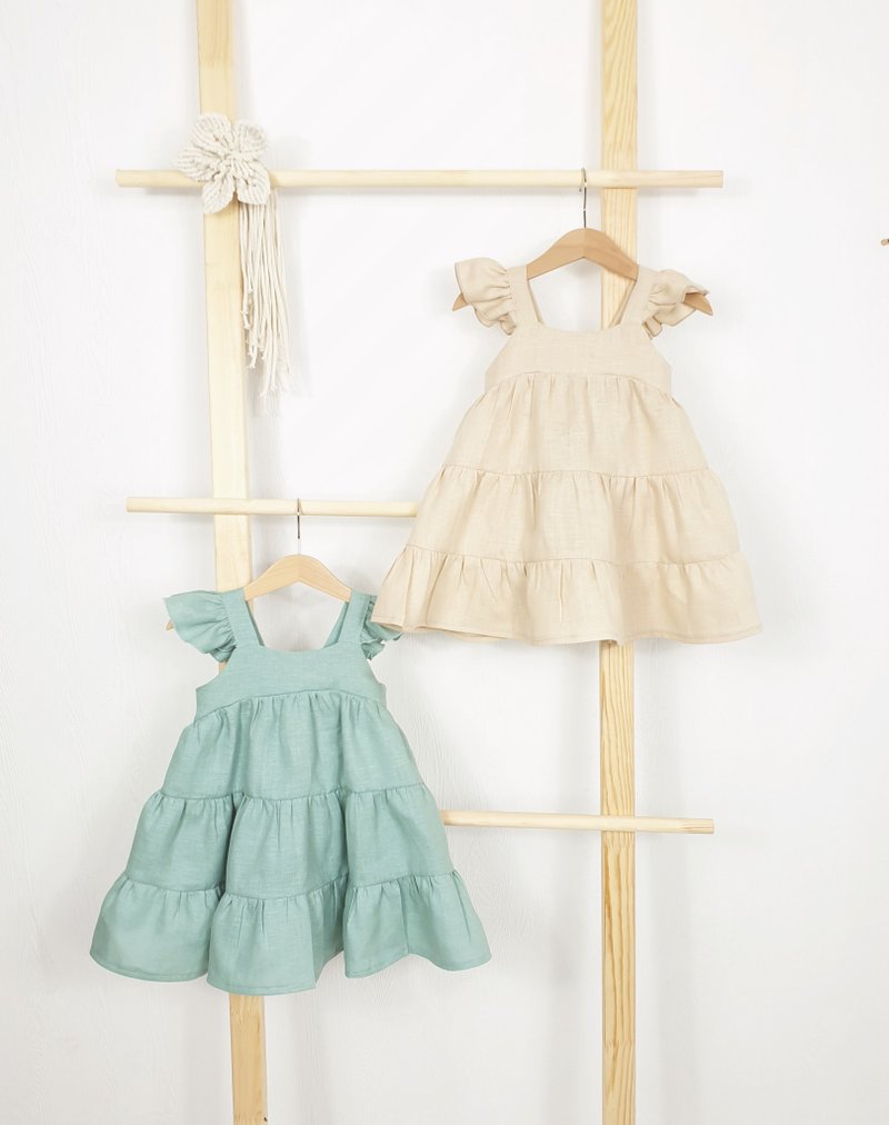 Natural linen boho dress, dress for girl, Easter baby dress, summer baby  dress - 男/女童禮服 - 棉．麻 多色