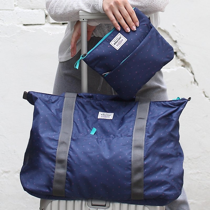 Elegant 2 in 1 Foldable Tote Bag-blue_100425 - Messenger Bags & Sling Bags - Polyester Blue