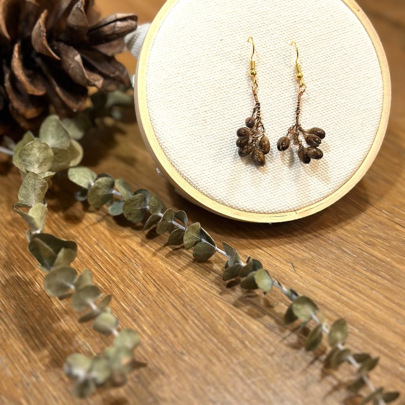 Chain of Life Series-Eternal Love - Earrings & Clip-ons - Plants & Flowers Khaki