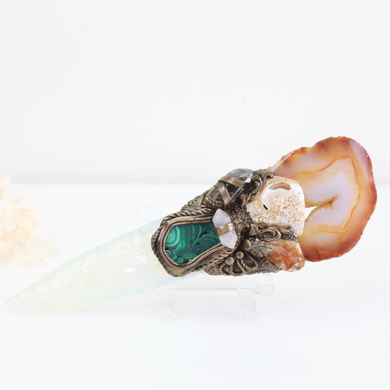 奧根Uluru魔杖~紅玉髓與蛋白石 - 擺飾/家飾品 - 水晶 橘色