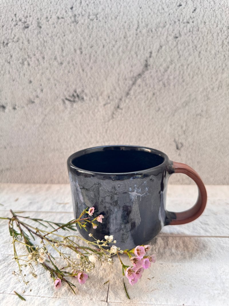 Black oil painting mug - Mugs - Pottery Black