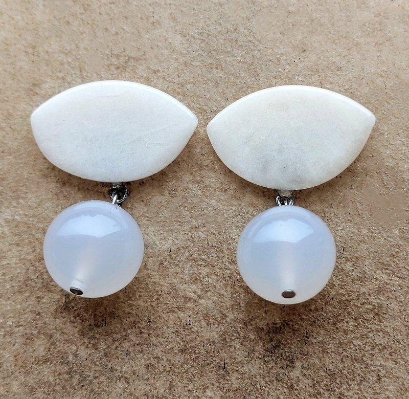 Stone Pierced Earrings - ต่างหู - เครื่องประดับพลอย 