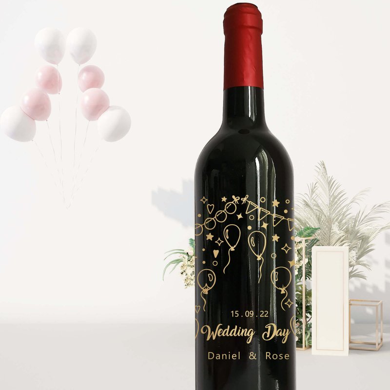 結婚禮物|客製化雕刻紅酒套裝送新人 慶祝新婚結婚禮物文字雕刻 - 酒類/酒精飲品 - 玻璃 