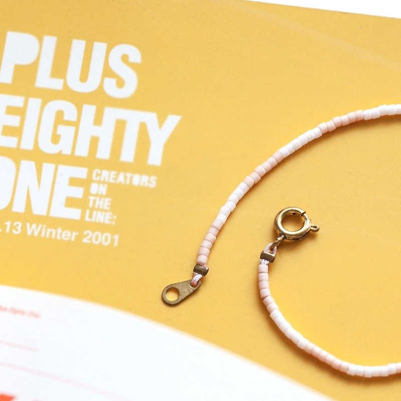 Pink beige line Boximiya style Bronze buckle bracelet fine "small chain club" BMK005 - สร้อยข้อมือ - แก้ว 