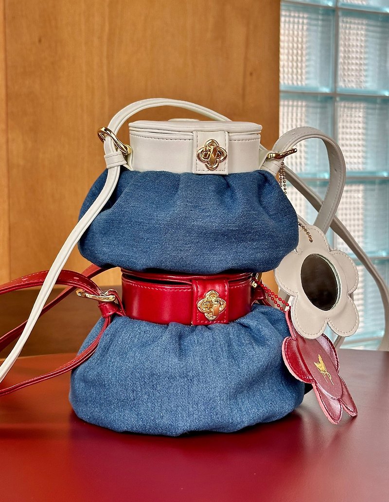 Mini Dumpling denim bag - กระเป๋าถือ - หนังเทียม หลากหลายสี