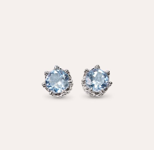 安的珠寶 AND Jewel AND 托帕石 藍色 圓形 6mm 耳環 蛻變系列 Crown 天然寶石