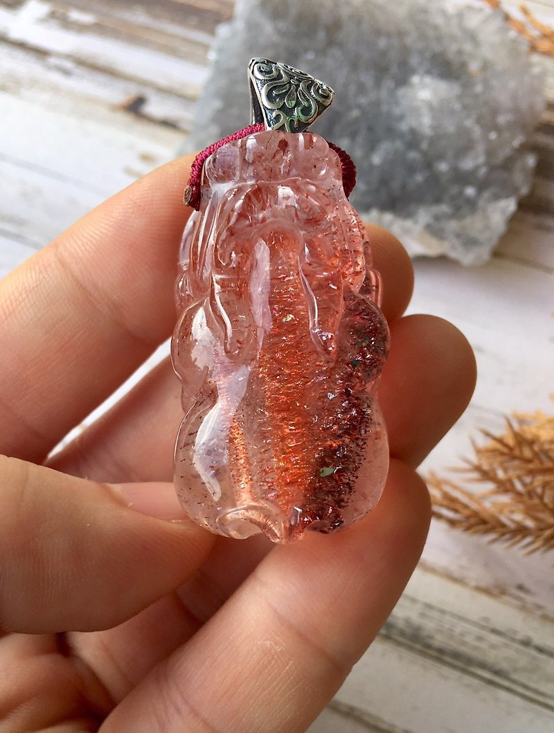 . My.Crystal. High-end crystal products. Red super seven crystal 貔 貅 big fall - Necklaces - Gemstone Red