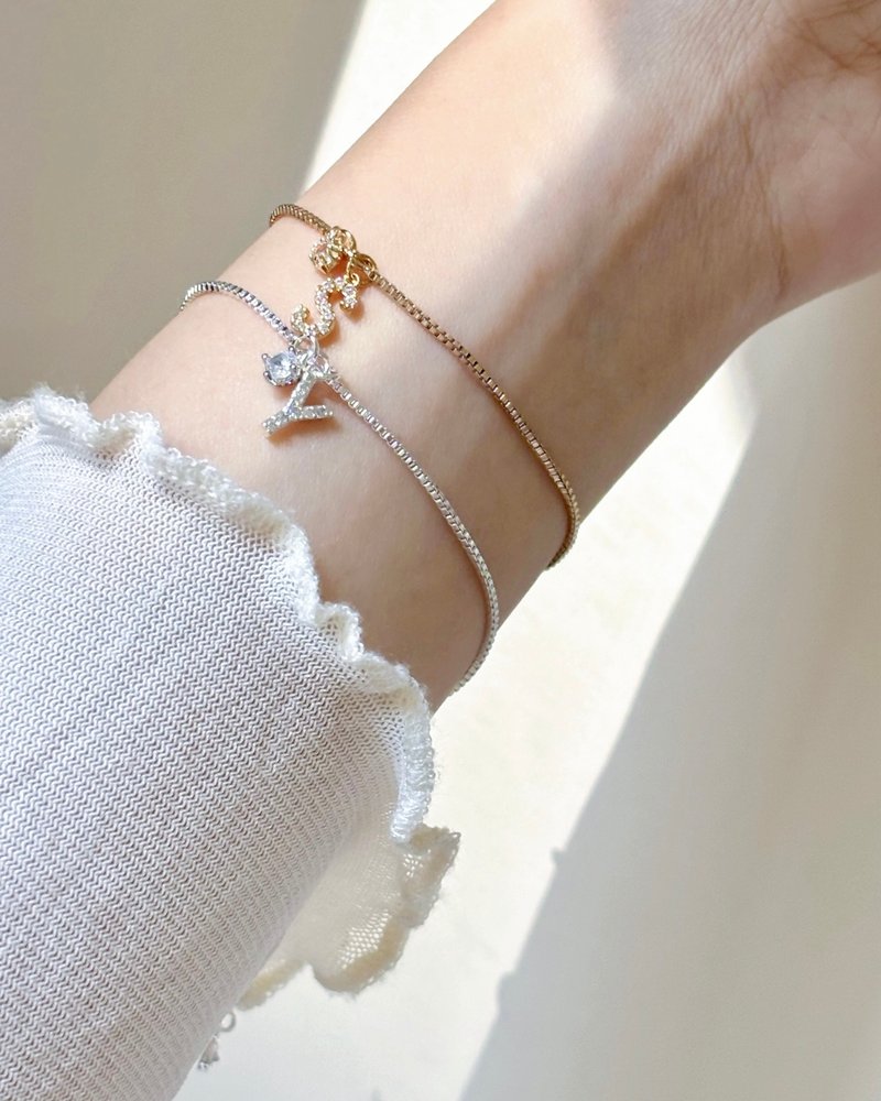 moonism 18k /14k letter charm bracelet - 手鍊/手環 - 銀 