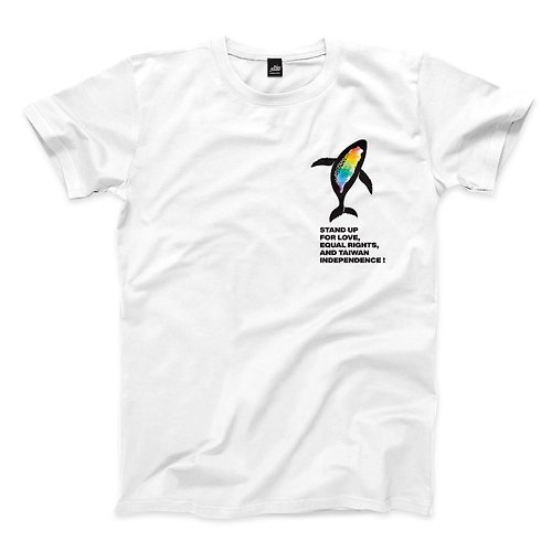 ViewFinder 彩虹色的台灣鯨 - 胸口版 - 白 - 中性版T恤