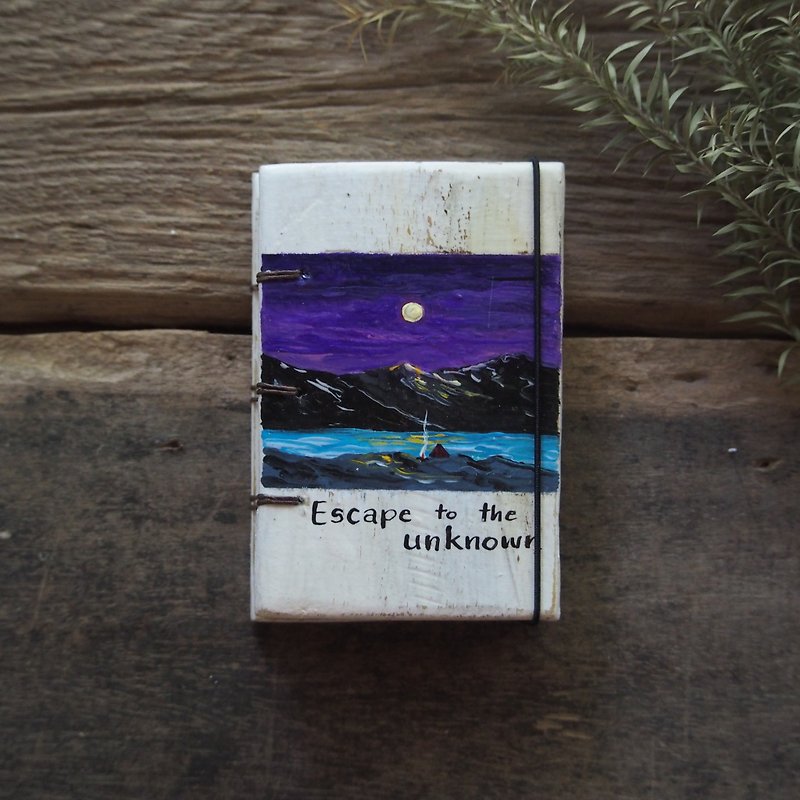 Wooden vintage notebook Acrylic paint .  Notebook Handmade Diary 筆記本 journal - Notebooks & Journals - Wood Purple