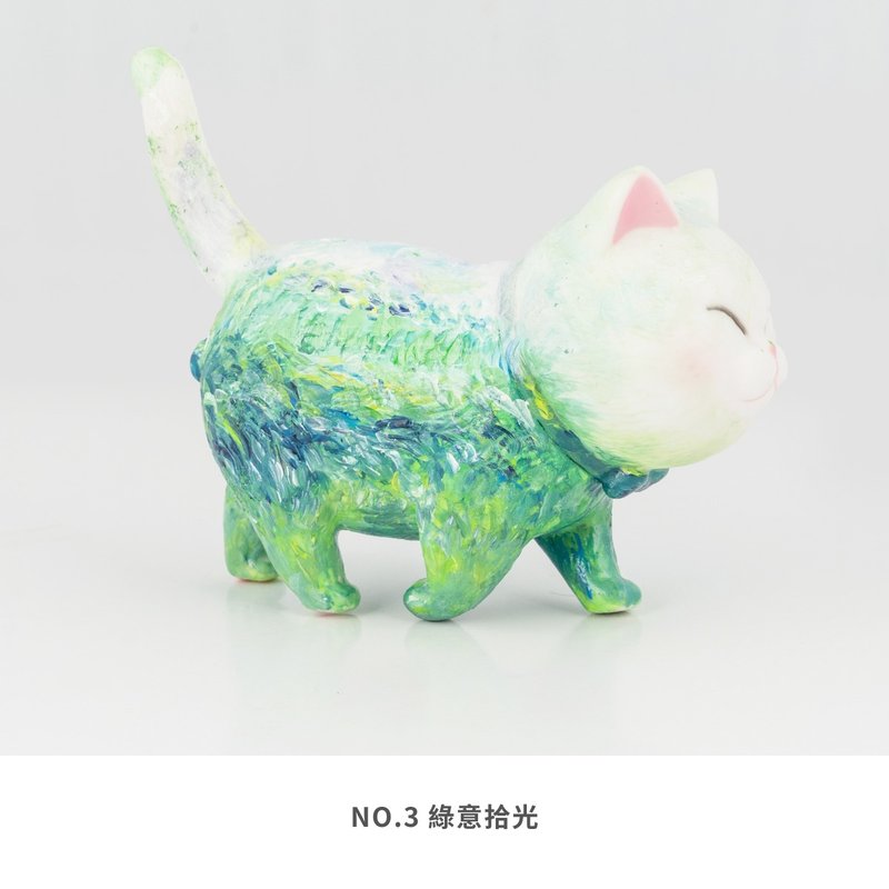 名畫水彩手繪貓咪公仔【綠色系列】 - 擺飾/家飾品 - 塑膠 多色